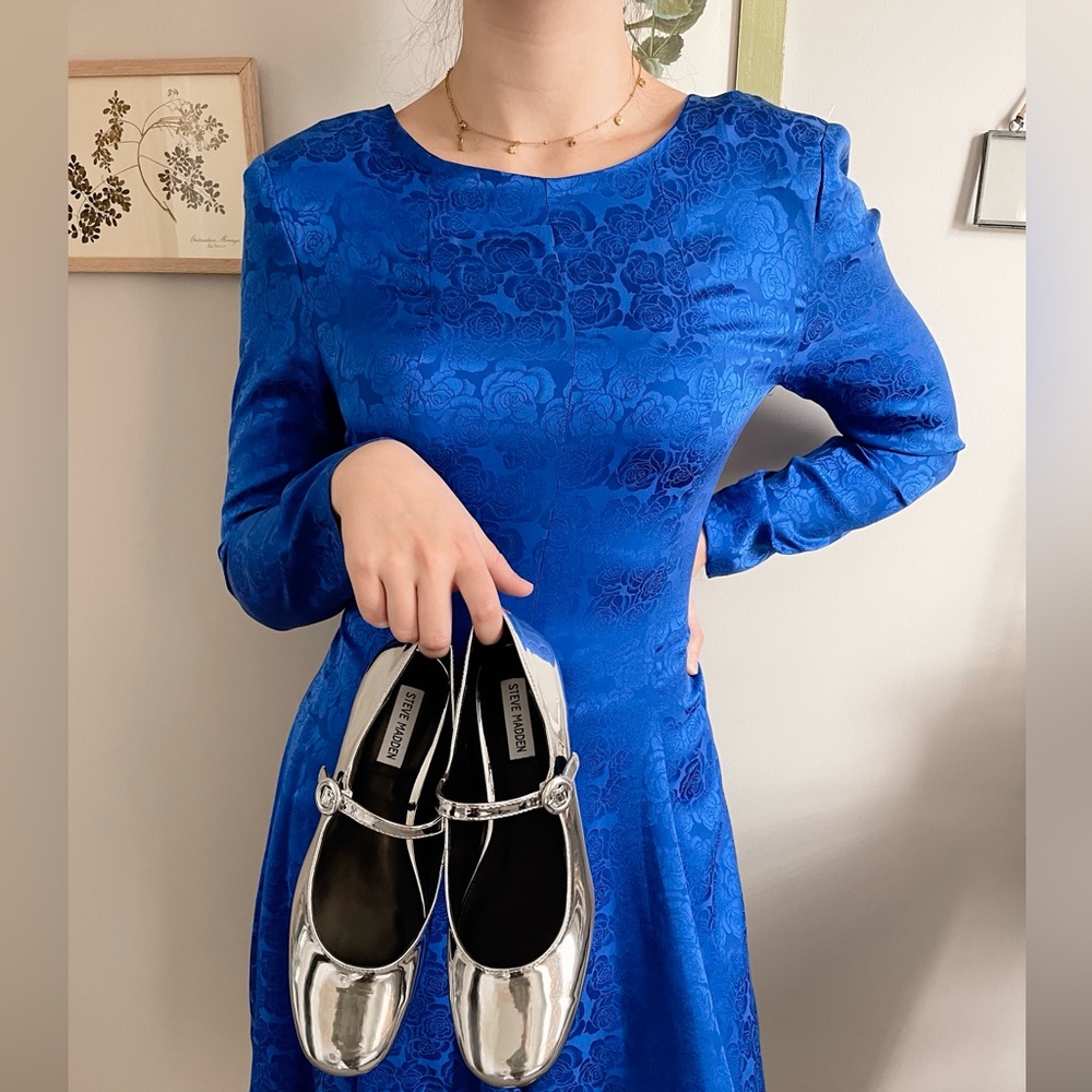 Pat Argenti cobalt blue silk mini dress size US8